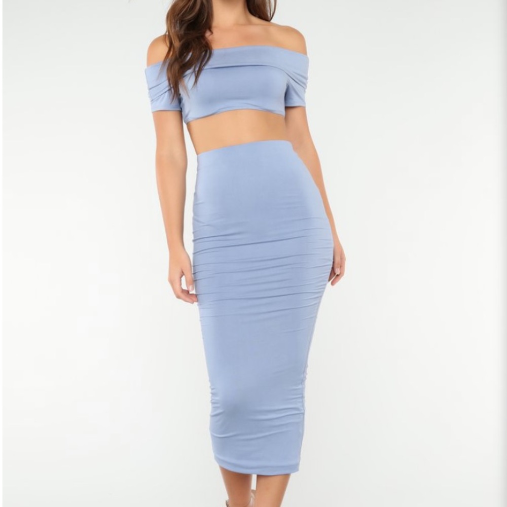 Light Blue Two-Piece Dress Set - Picture 2 of 2